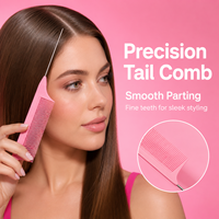Peigne à queue de rat en acier doré avec manche en ABS pour coiffure, personnalisable avec logo, modèle Yunli Yt5253, en gros, pour tressage et séparation des cheveux