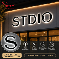 Enseigne lumineuse personnalisée en lettres canal rétroéclairées en acier inoxydable 304, lettres LED Halo Lit, étanche IP65, pour logo de devanture de magasin