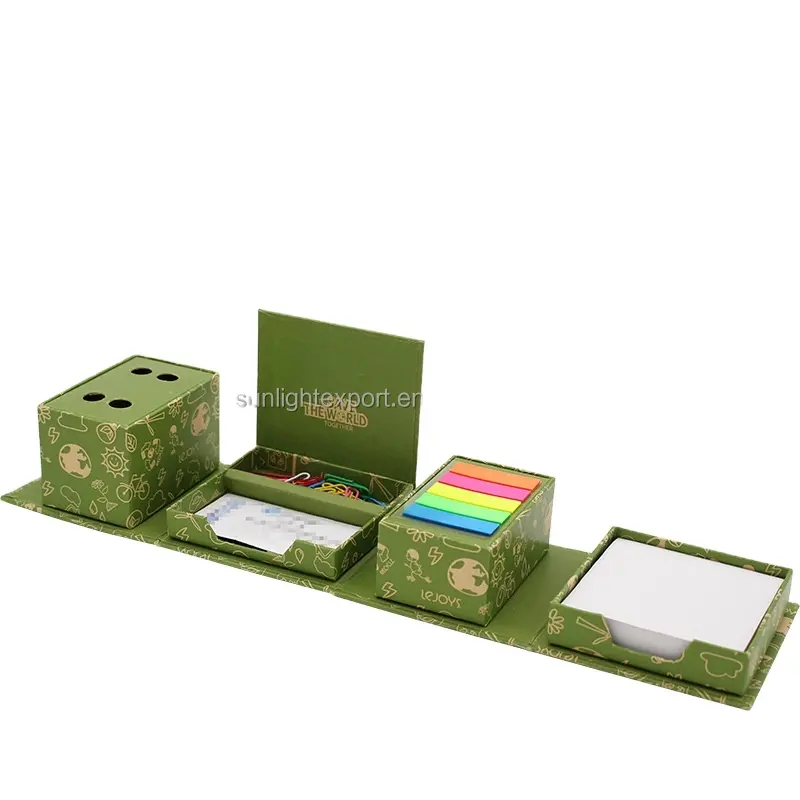 Promotional Business Gift Cheap Hot Sales Magic Sticky Note Box Set Square Cube Stationery Set With Pen Holder And Clip Holder