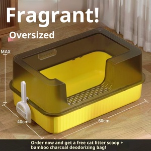 Caja de arena <span class=keywords><strong>para</strong></span> gatos grande al por mayor, caja de arena de limpieza semiabierta, bandeja de arena <span class=keywords><strong>para</strong></span> gatos de lado alto con caja de arena, inodoro <span class=keywords><strong>para</strong></span> mascotas - Product Image 5