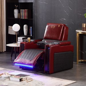 Sillón de Masaje Eléctrico de Cuero, Sillón Reclinable VIP de una Plaza con Luz LED, para Uso en Cine en Casa - Product Image 1