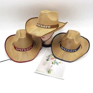 Fashionable Ethnic Dobby Style Natural Grass Men's Summer Hollow-out Big-brim Sun Cowboy <strong>Hat</strong> Outdoor Breathable Fishing <strong>Hat</strong> - Product Image 1