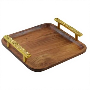Eco-Friendly Handmade <b>Commercial</b> Grade Square Wooden Food Serving Tray Dishwasher <b>Microwave</b> Safe for Snacks Desserts-Latest - Product Image 1
