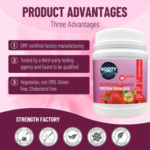 Vente flash : Poudre de protéines Booty Curve Strawberry Extreme Mass pour aider à épaissir et à repulper les fesses - Product Image 2