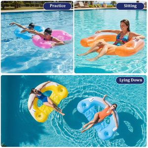 Best Quality PVC <b>Inflatable</b> <b>Pool</b> Floats Adult Lounger Chairs with Cup Holders Handles <b>for</b> <b>Pool</b> Lake River Sea Party - Product Image 2