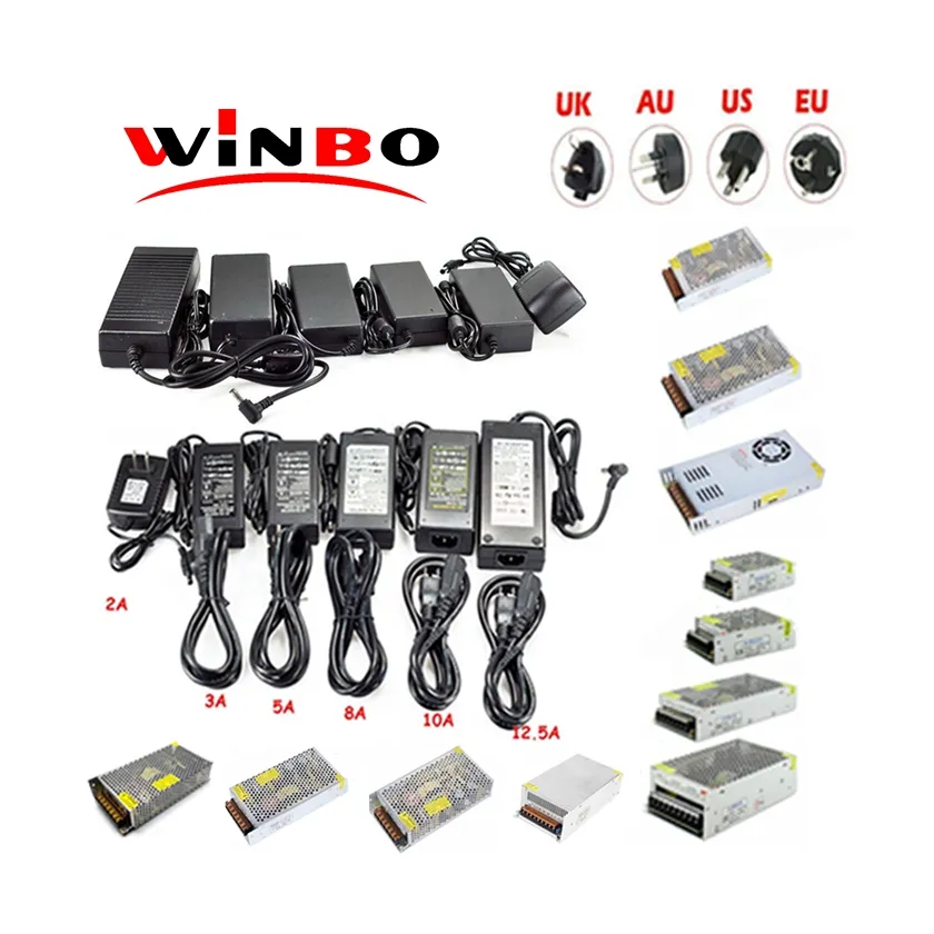 Winbo在庫あり12v 24v 10a 8a 5a 4.2a 4a 3.5a 3a 2.5a 2a 1.5a 1a 0.75a 0.5a 100w 220v Ac Dcラップトップアダプター電源電源アダプター