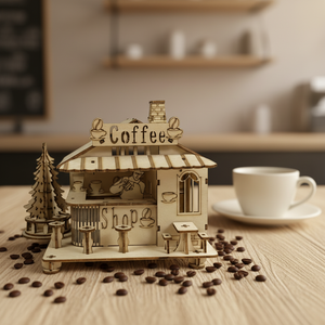 <span class=keywords><strong>Puzzle</strong></span> <span class=keywords><strong>3D</strong></span> in Legno Artigianale Personalizzato MCX Coffee House, Design Innovativo, Aspetto Elegante, Giocattolo Educativo Fai-da-Te a Tema Cartoni Animati - Product Image 1