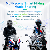 Casque Intercom Moto 5.4 avec Portée 500M pour 2 Motards, Partage Audio et Musique, Mixage Sonore, IPX6, Double Téléphone, Réponse Automatique
