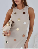 Robe de Soirée Ajustée pour Femme 2025, Qualité Supérieure, Personnalisée, Richement Brodée de Paillettes, Nouveau Design, Motif à Pois, Naturelle