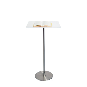 <span class=keywords><strong>Atril</strong></span> de resina acrílica plateada con varilla recta <span class=keywords><strong>Atril</strong></span> de vidrio de resina de acero Podio Parte central acrílica Estante de exhibición - Product Image 5