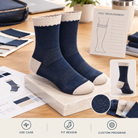 Chaussettes de compression graduée en Spandex et Nylon, à bout plat, pour le voyage, avec soutien de la cheville, couleur marine et couleur avoine, ajustement du bout du pied et gradation de taille