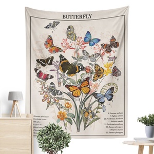 Gros Vintage Papillon Vertical Floral Plante <span class=keywords><strong>Tapisserie</strong></span> Tenture Murale pour <span class=keywords><strong>Chambre</strong></span> Dortoir Salon - Product Image 1
