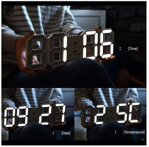 3D LED <b>Wall</b> Digital <b>Clock</b> Time Calendar Thermometer Display Electronic Modern Stylish Desktop <b>Clock</b> - Product Image 3