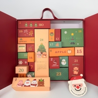 Boîte à bijoux magnétique rigide personnalisée, réutilisable, boîte à compte à rebours de Noël, boîte à plusieurs tiroirs, fermeture magnétique pour emballage de cadeaux festifs