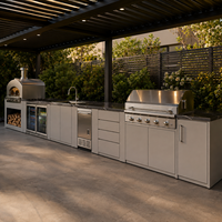 Ensemble de cuisine extérieure avec pergola, barbecue en acier inoxydable 304, évier, réfrigérateur, four à pizza, modulaire pour jardin