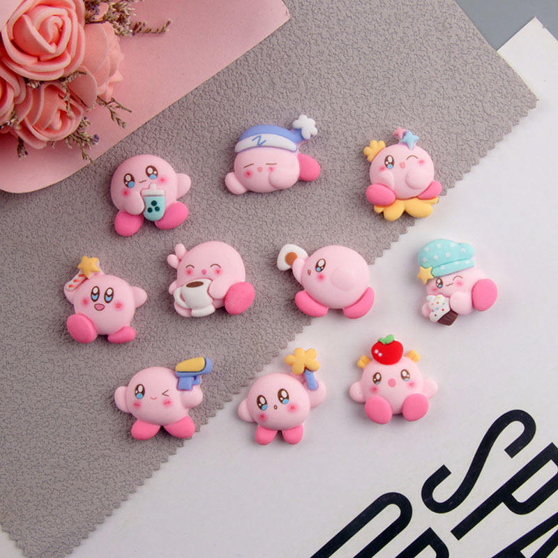 Kirby Resin Charms Cartoon Flatback 3D Nail Phone Case Decoration for DIY Crafts