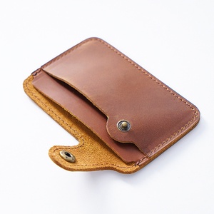New Style Mens Wallet Crazy Horse Genuine Leather Minimalist Ultra Slim Credit Card Holder Wallet - Product Image 5