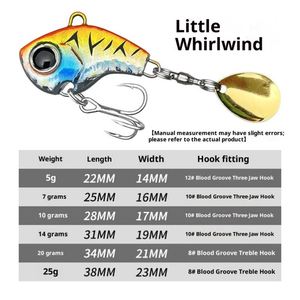 Oferta Especial: Señuelos de Pesca Metálicos Mini VIB Tipo Cuchara de 7g, 10g, 14g, 20g, 25g para Pesca en Hielo de Invierno, Crankbait y Señuelos Vibratorios Giratorios - Product Image 3