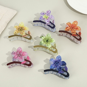 PS Plastic 3D Colorful Flower <b>Hair</b> Claw Clips Spring Summer Floral <b>Hair</b> Grab Clips 6 Styles Pack <b>Hair</b> <b>Accessories</b> For Women - Product Image 6