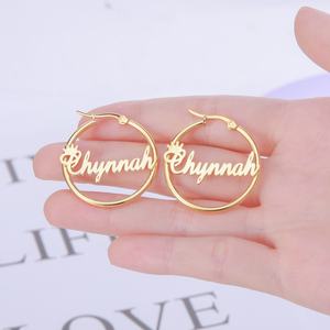 Stainless Steel Personalized Big Hoop Earrings <b>Name</b> Earrings Design for Women and Girls - Product Image 1