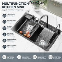 Évier de cuisine multifonctionnel en acier inoxydable SUS304 durable avec surface alvéolée, installation sous plan