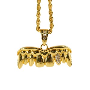 Collier pendentif dentaire en or pour homme, style hip-hop, incrusté de diamants, cool et tendance pour le quotidien - Product Image 4