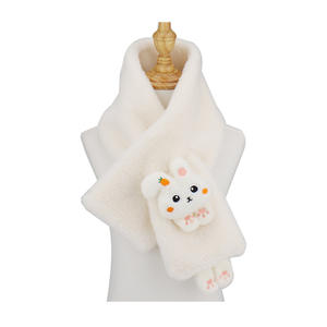 Wholesale Polyester <b>FAUX</b> <b>Fur</b> Italy Rex Rabbit Velvet Cute Cartoon Solid Color Women`s <b>Scarves</b> for Winter Outdoor - Product Image 1