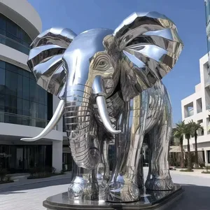 Custom-made Animal Sculptures, Outdoor Plaza Decorations, Mirrored Stainless Steel tiger Sculptures. - Product Image 4