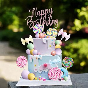 Set di Decorazioni per Torte con Lecca-lecca, Caramelle e Palline Macaron Arcobaleno per Feste di Compleanno per Bambini, Personalizzabile - Product Image 5