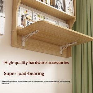 <span class=keywords><strong>Bureau</strong></span> pliable <span class=keywords><strong>mural</strong></span> intégré à la table de chevet, table d'étude, bibliothèque pour la maison et la chambre - Product Image 5