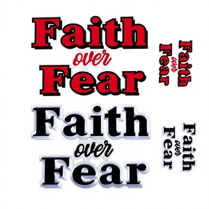 3D Embroidered PVC Towel <b>Patch</b> with English Letters Faith Fear Applique Iron-<b>on</b> DIY Accessories <b>Sewing</b> Felt Alphabet Shape - Product Image 3