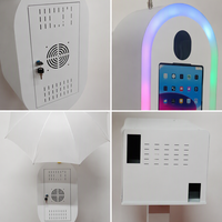 Station photo portable en métal avec anneau lumineux RGB, compatible iPad, appareil photo reflex numérique et imprimante, pour mariages, fêtes et événements