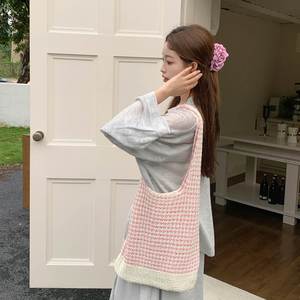 2026 Winter/Spring Women's Shoulder Bags Cute Baby for Pink Knitted Crochet Beach Tote New Design Wholesale - Product Image 6