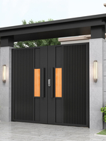 Portail en alliage d'aluminium et acier inoxydable pour villa/cour, maison auto-construite, battant simple/double, en bois massif, fer forgé, personnalisé, moderne