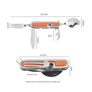 Ensemble de couteau, fourchette et cuillère pliants multifonctionnels pour l'extérieur, camping, pique-niques, vaisselle pliante portable - Product Image 3
