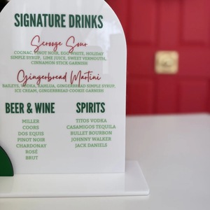 Honey And Sweetness Acrylic Bar Menu <b>Card</b> 30x20cm Christmas Holiday Party <b>Table</b> Decoration With UV Print Design - Product Image 2