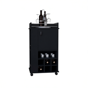 Chariot à vin Fraser, 6 bouteilles, noir, bar mobile moderne avec roulettes - Product Image 1