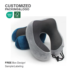 Prix usine mousse à mémoire de rebond lent ergonomique Relax cou soulager le Stress oreiller de voyage avec sac de rangement - Product Image 1