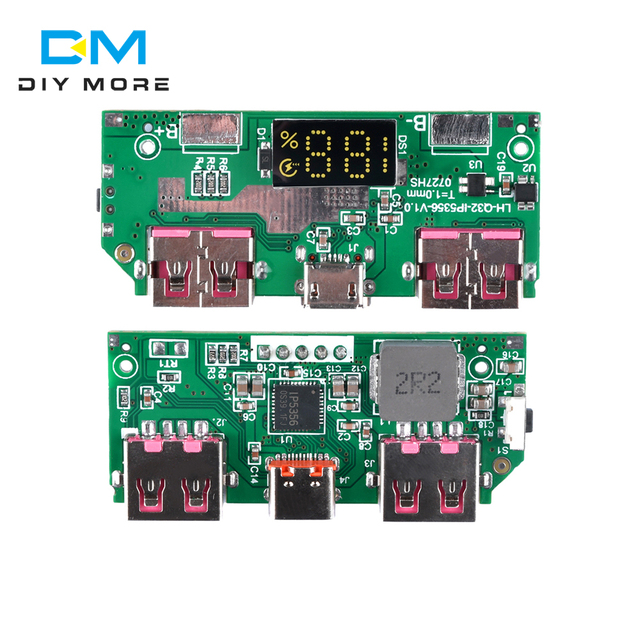 1Pcs 5V 3A Lithium Battery Digital Display Fast Charging Module IP5356 TYPE-C Micro USB QC3.0 2.0 PD3.0 PD2.0/AFC/FCP