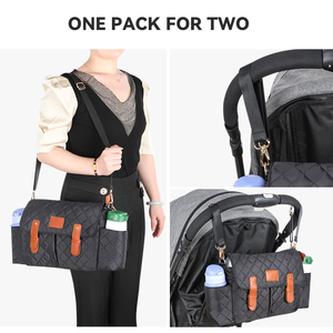 Sac d'accessoires pour poussette BSCI OEM avec <span class=keywords><strong>2</strong></span> porte-gobelets, sac de rangement universel pour poussette, sac à couches, sac de transport pour bébé, organisateur de poussette - Product Image 6
