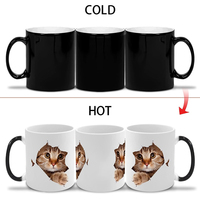 Tasses à café en céramique mate personnalisables avec logo, réutilisables, thermosensibles, changeant de couleur, portables, 11 oz, vierges pour sublimation, tasse magique