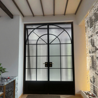 Portes de Sécurité en Aluminium et Verre Trempé Double, Style Moderne, pour Villa Française, Entrée Principale Extérieure, Hôtel, Appartement