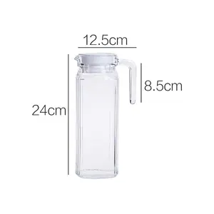 1Pc Glass Juice Water Jug Bottle Drinkware Large Capacity Bottles Pot Heat Resistant Bottle with Lid Water Dispenser