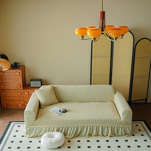 Housse de canapé moderne antidérapante en tissu gaufré vert sauge à volants, extensible et lavable, pour canapé 1/2/3 places - Product Image 5