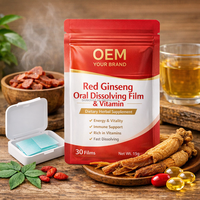 Film oral soluble au ginseng rouge, compléments alimentaires à base de plantes, enrichi en vitamines pour une nutrition optimale, produit OEM