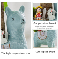 Décoration d'intérieur, pot de plante en céramique en forme d'alpaga bleu, mini-jardinières pour plantes succulentes, pots en forme d'animaux