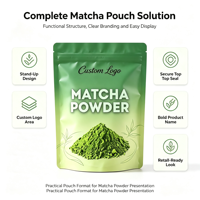Sachet Doypack Personnalisé Imprimé Refermable avec Fermeture Éclair en Feuille d'Aluminium pour Poudre de Matcha, Qualité Alimentaire