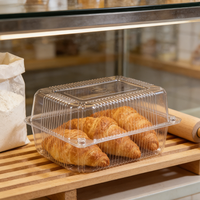 Contenants à clapet en plastique PET transparent de qualité alimentaire pour gâteaux, pain et autres aliments