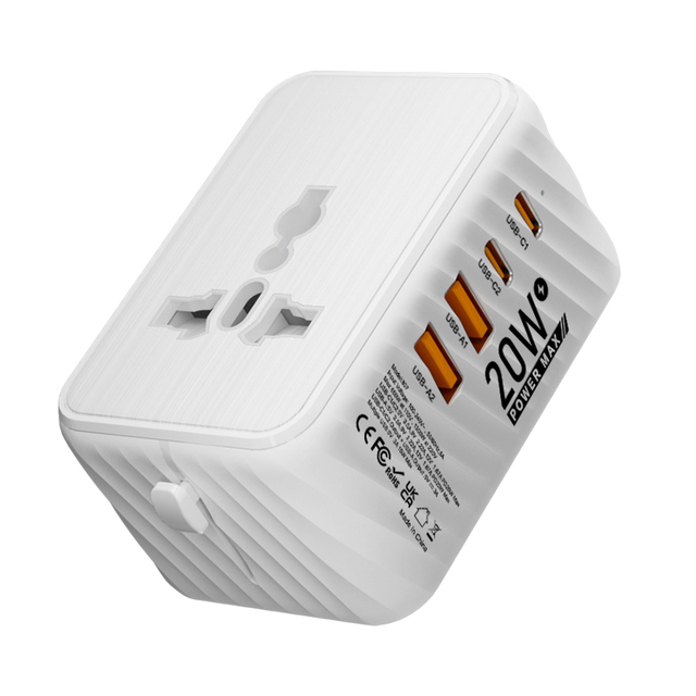 Universal Travel Adapter with 2 PD20W USB-C & 2 QC18W USB-A Ports, Fast Charging International Power Plug Adapter