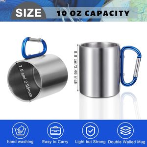 Tasses à café isothermes en acier inoxydable à double paroi, écologiques, avec poignée mousqueton, idéales pour la rentrée scolaire, les voyages et le camping (vente en gros) - Product Image 3